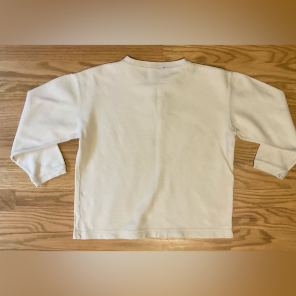 Kids Cherokee Cream Long Sleeve Waffle Knit Long Sleeve Shirt with 2 Buttons. - Picture 4 of 7